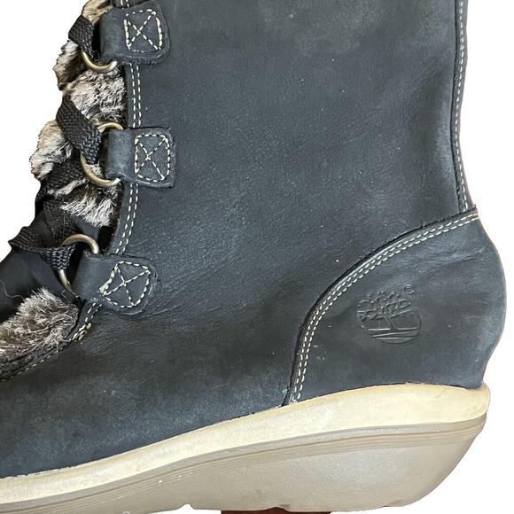 Timberland Kickadilla Faux Fur Nubuck Mid-Calf Lace-Up Boots 7.5 Gray Winter - Picture 7 of 13